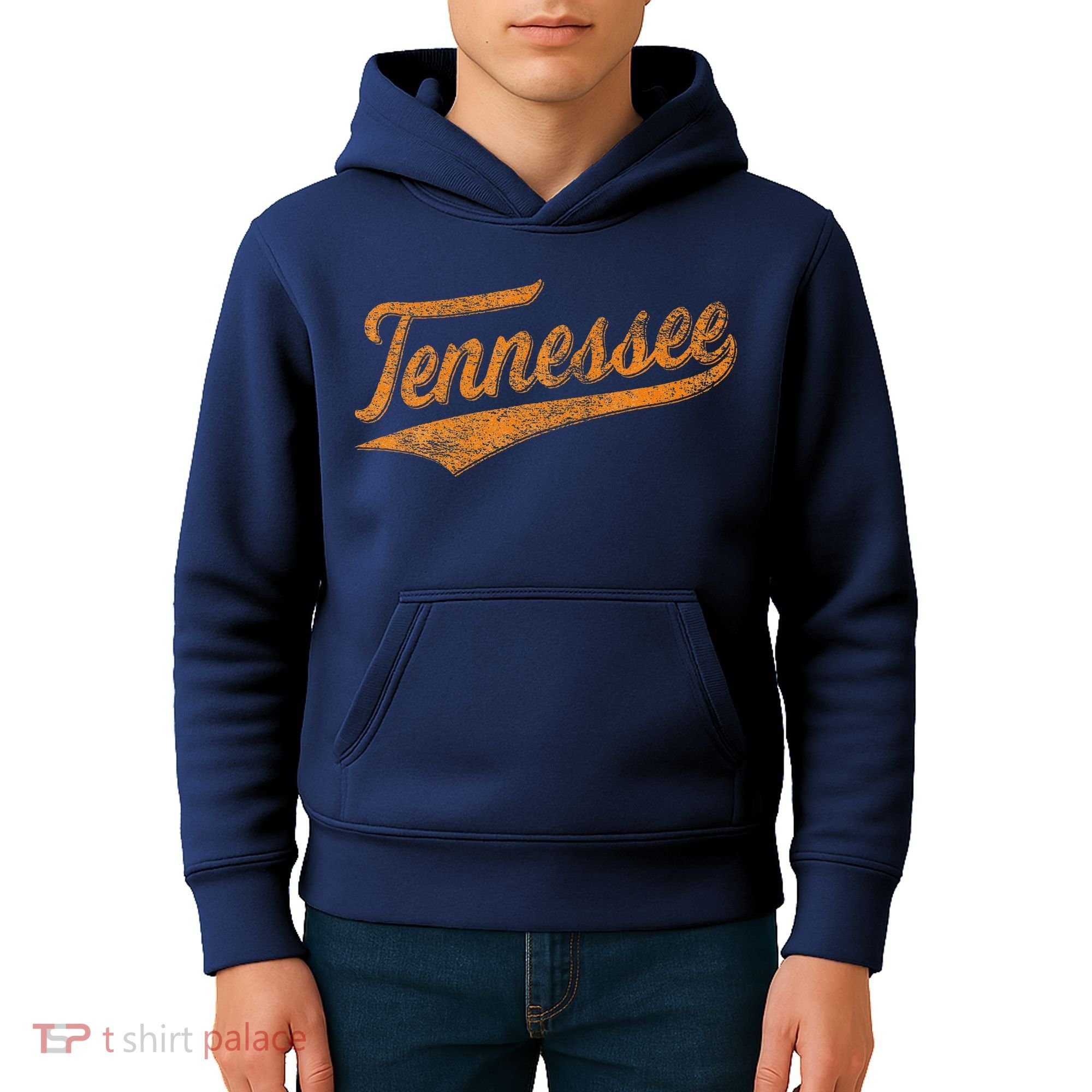 Tennessee Baseball Sports Script Cursive Flag Swoosh Retro Kids Hoodie
