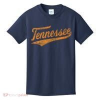 Tennessee Baseball Sports Script Cursive Flag Swoosh Retro Kids T-Shirt thumb 0