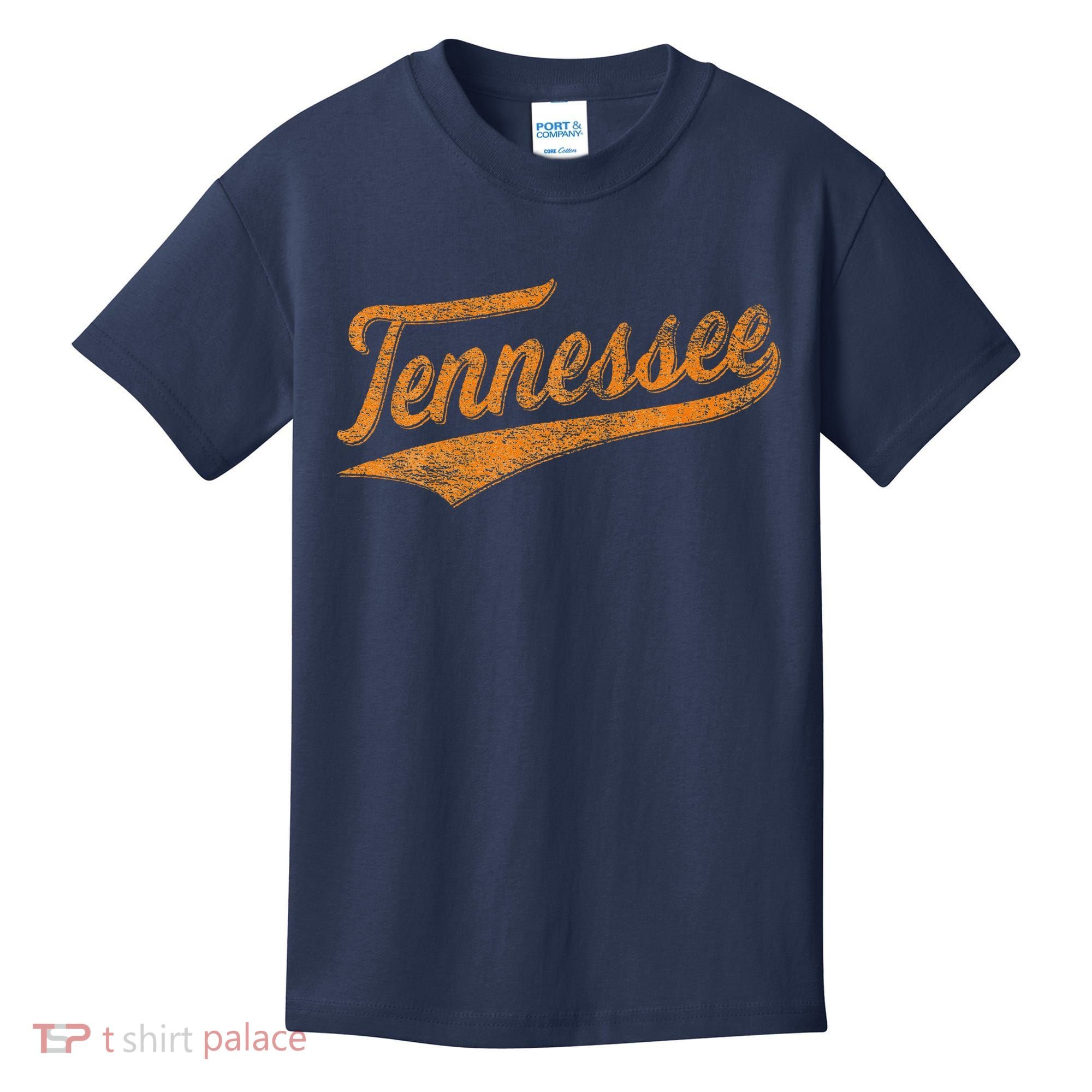 Tennessee Baseball Sports Script Cursive Flag Swoosh Retro Kids T-Shirt