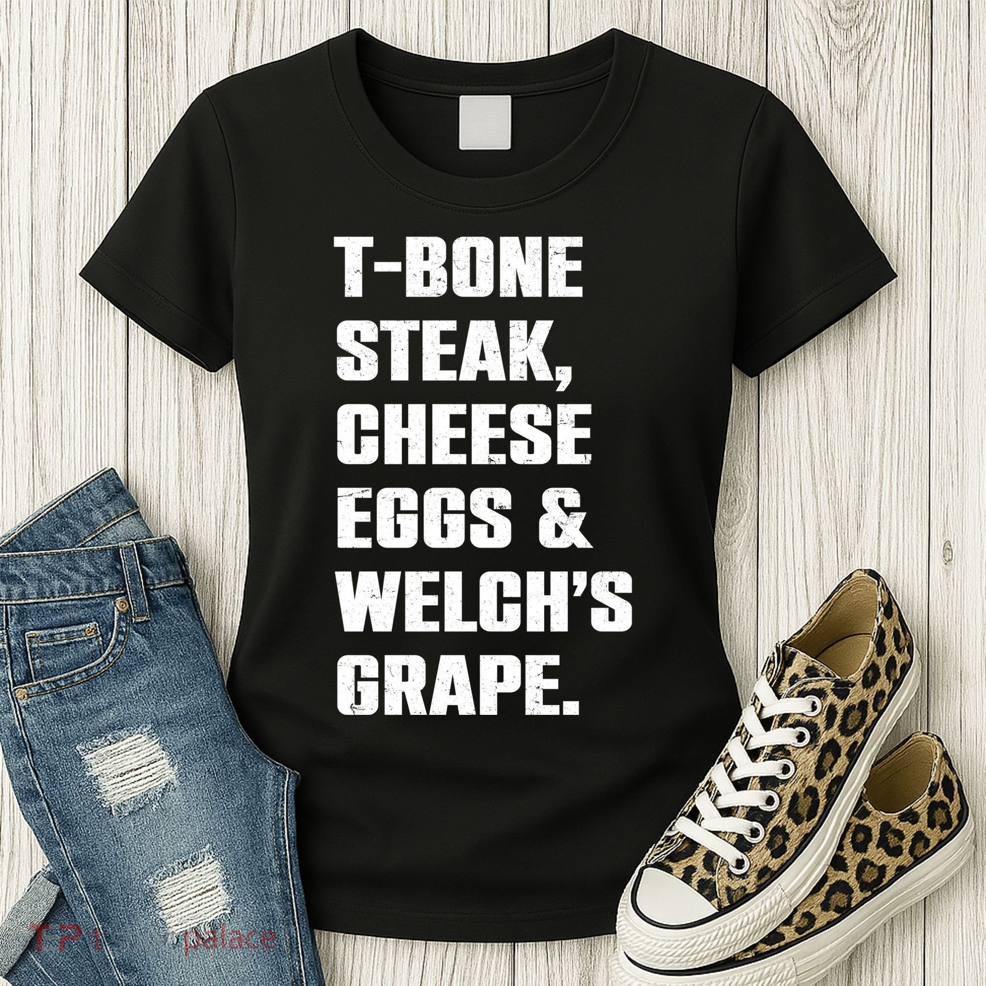 T Bone Steak Cheese Eggs And Welchs Grape Women's T-Shirt