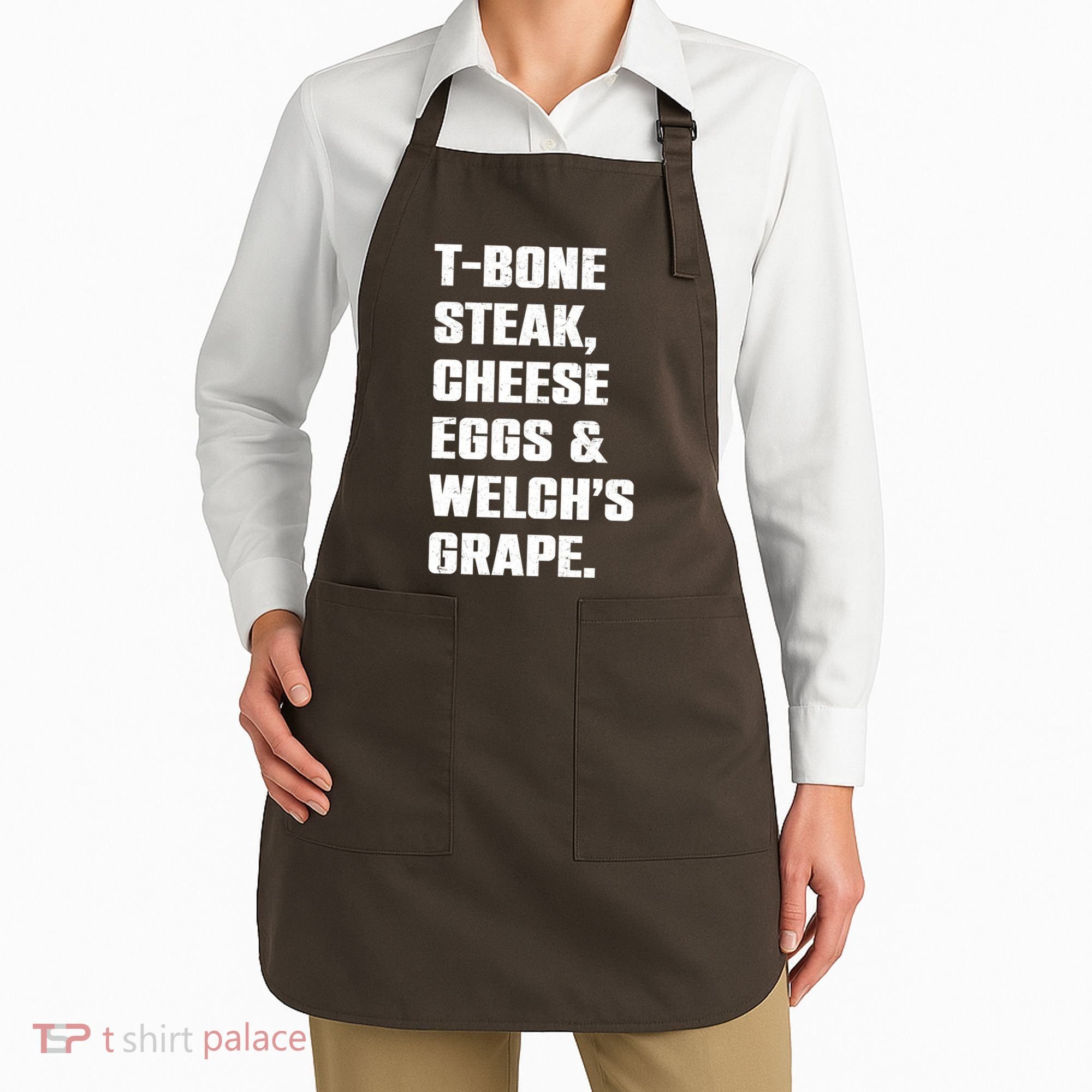 T Bone Steak Cheese Eggs And Welchs Grape Apron
