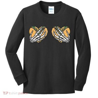 Taco Boobs Skull hands Cinco De Mayo Kids Long Sleeve Shirt