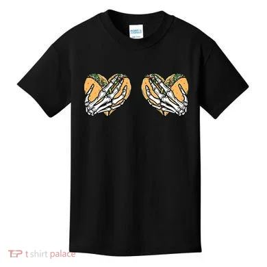 Taco Boobs Skull hands Cinco De Mayo Kids T-Shirt