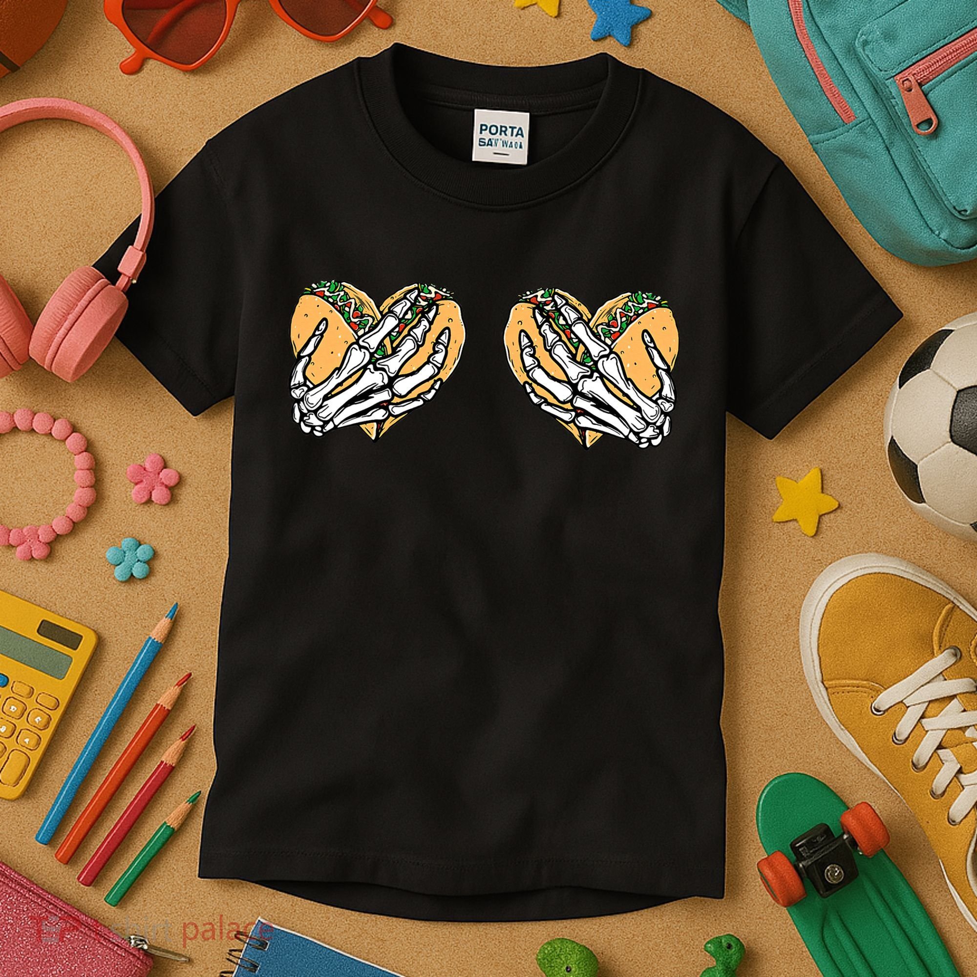 Taco Boobs Skull hands Cinco De Mayo Kids T-Shirt