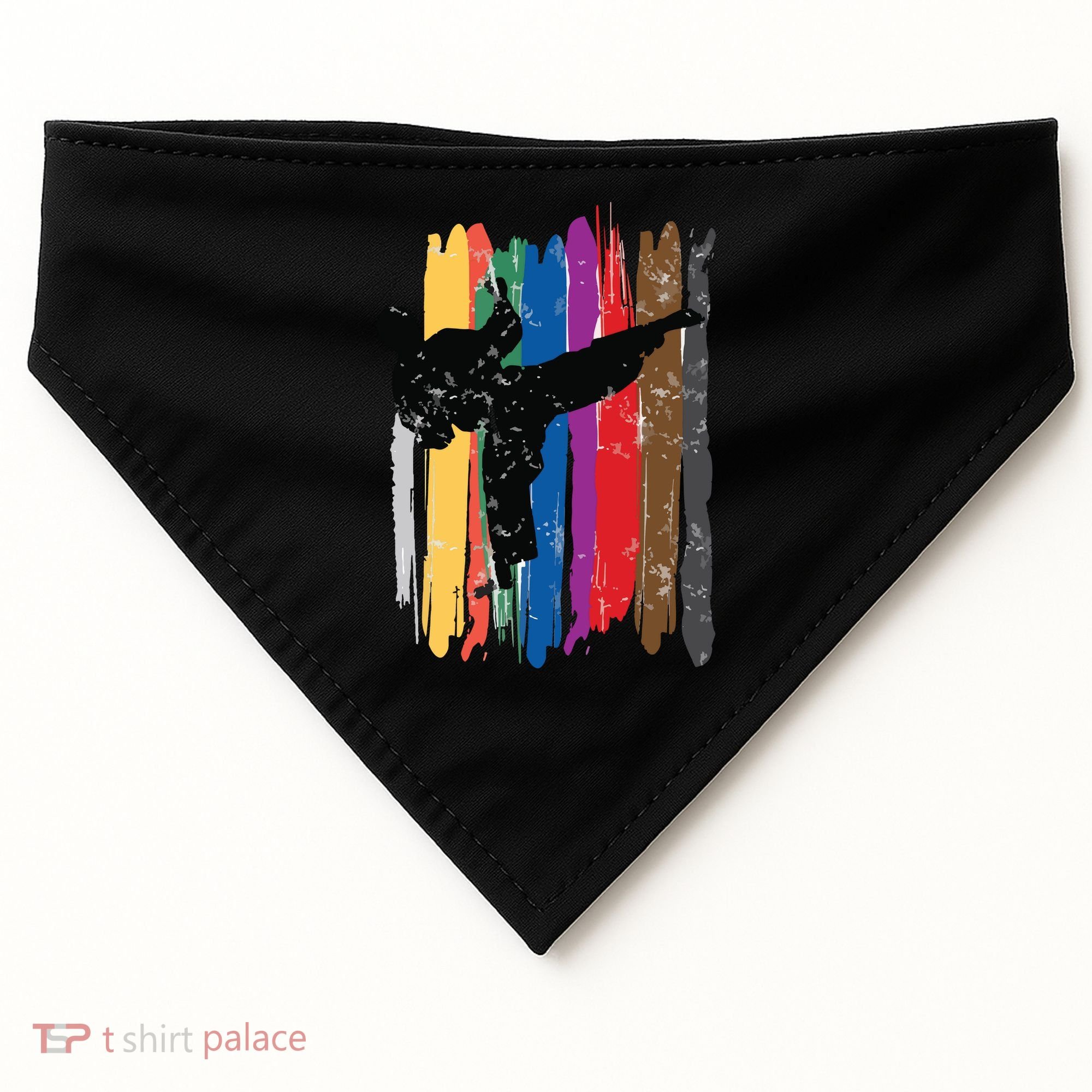 Taekwondo Belts Silhouette Distressed Martial Arts Gift USA-Made Doggie Bandana