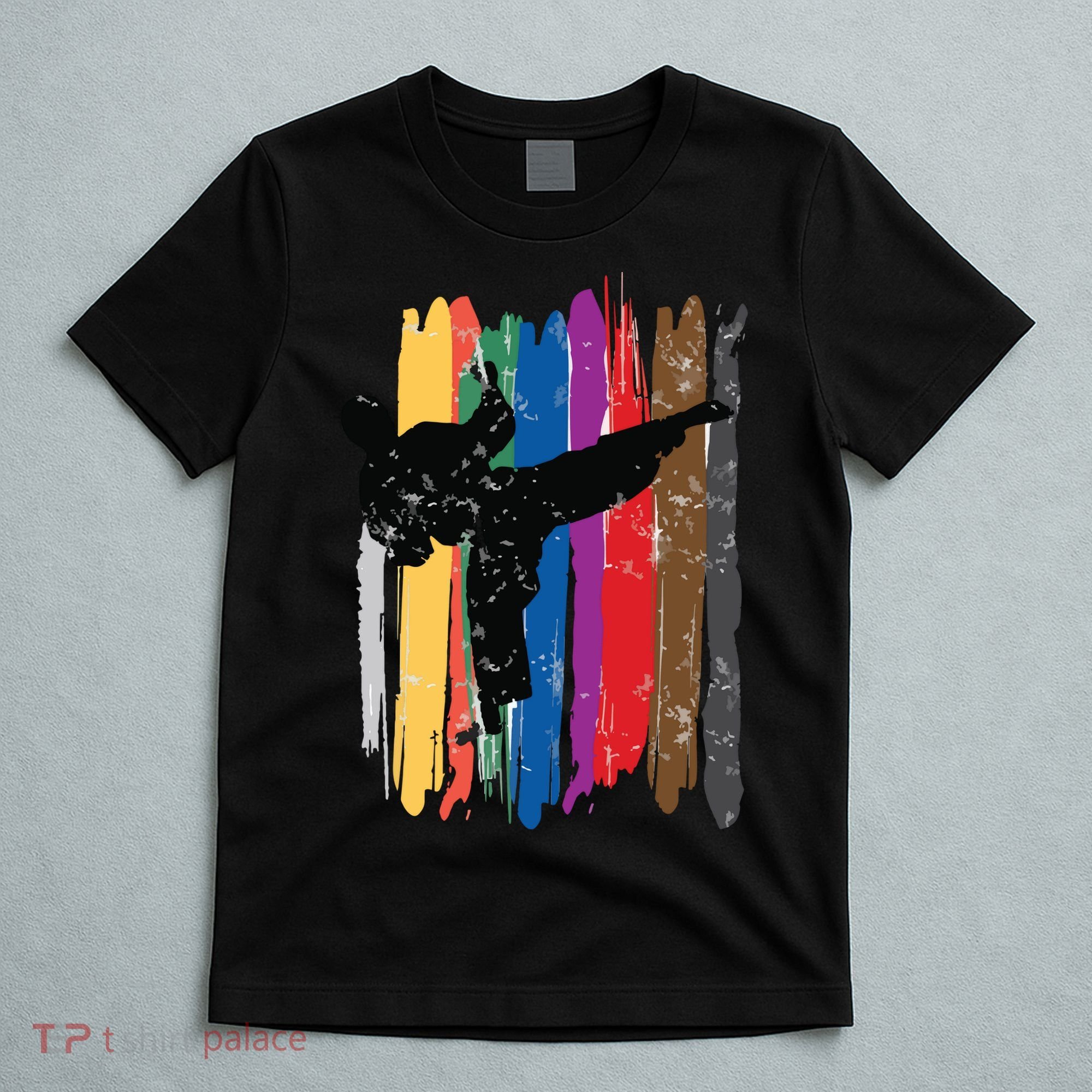 Taekwondo Belts Silhouette Distressed Martial Arts Gift T-Shirt