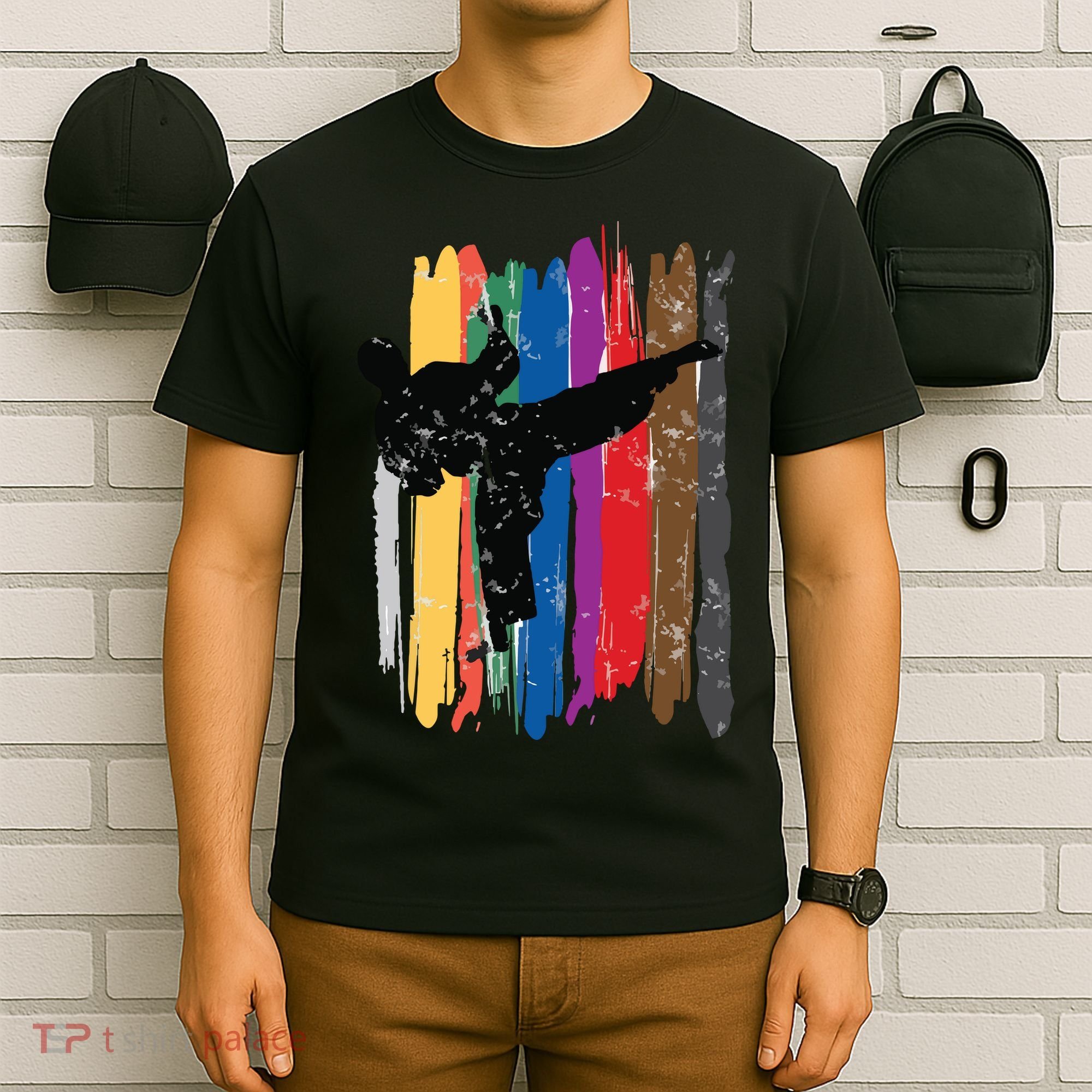 Taekwondo Belts Silhouette Distressed Martial Arts Gift T-Shirt