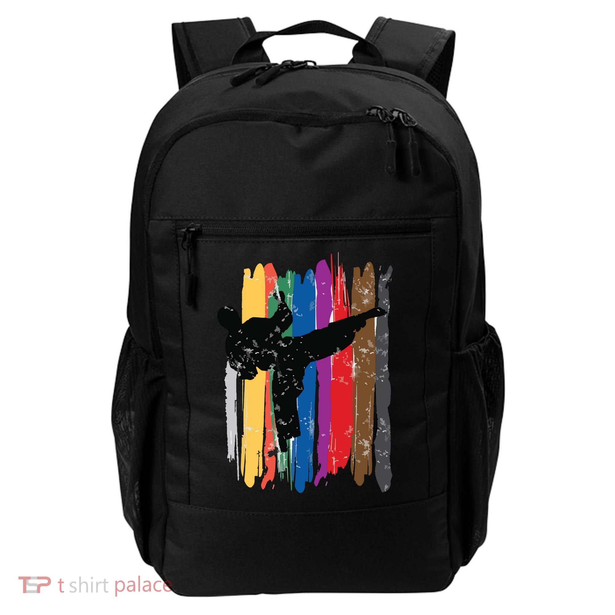 Taekwondo Belts Silhouette Distressed Martial Arts Gift Backpack