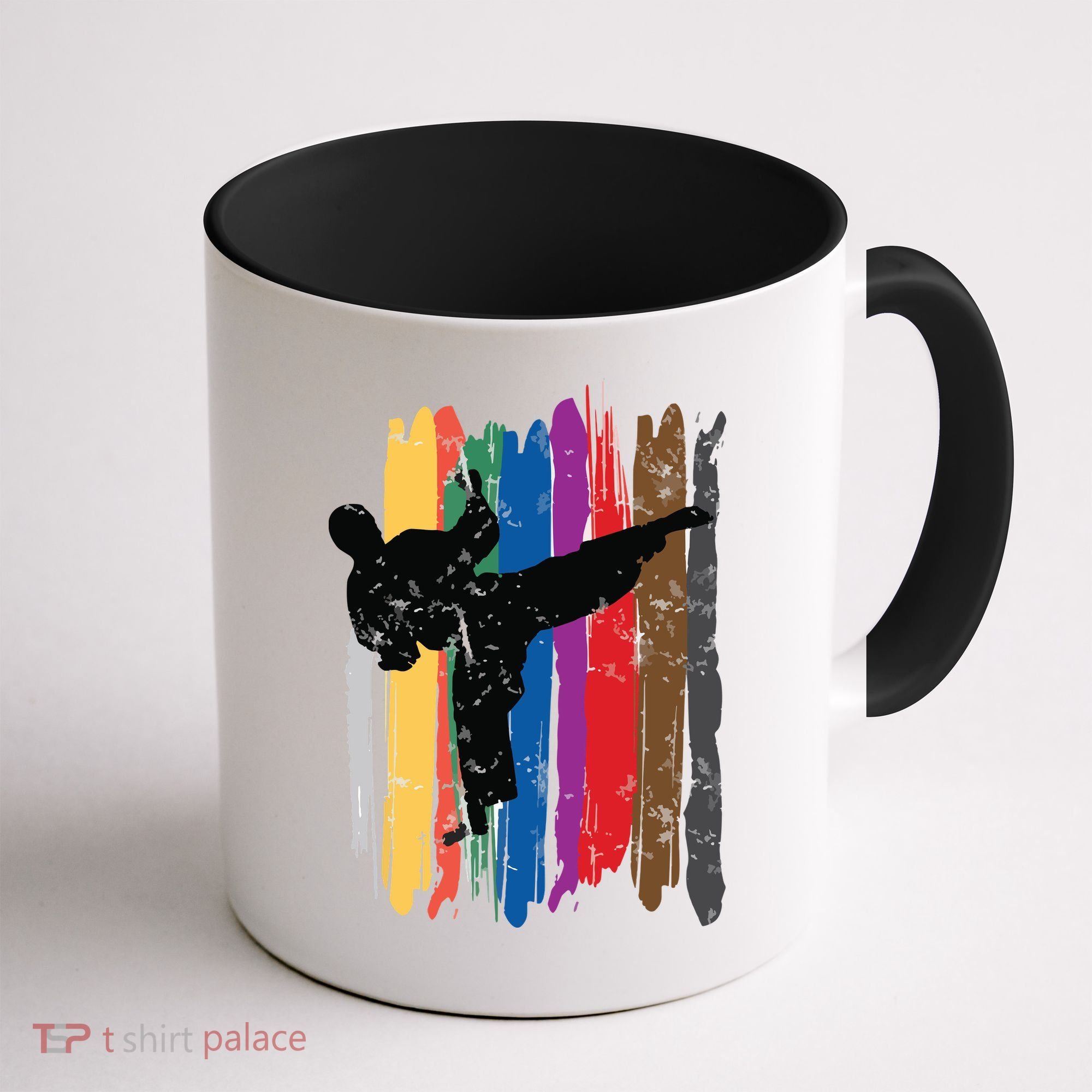 Taekwondo Belts Silhouette Distressed Martial Arts Gift Coffee Mug