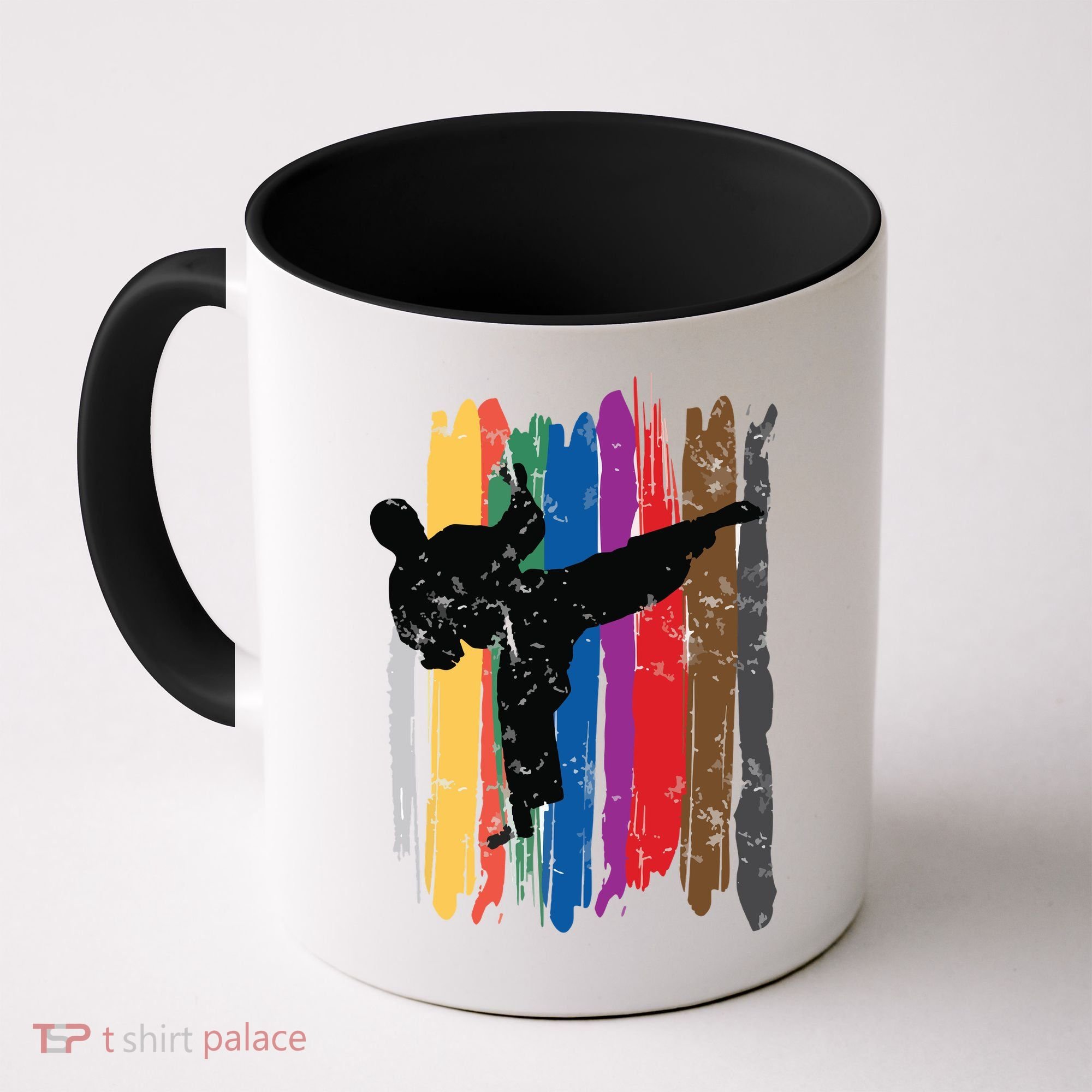 Taekwondo Belts Silhouette Distressed Martial Arts Gift Coffee Mug