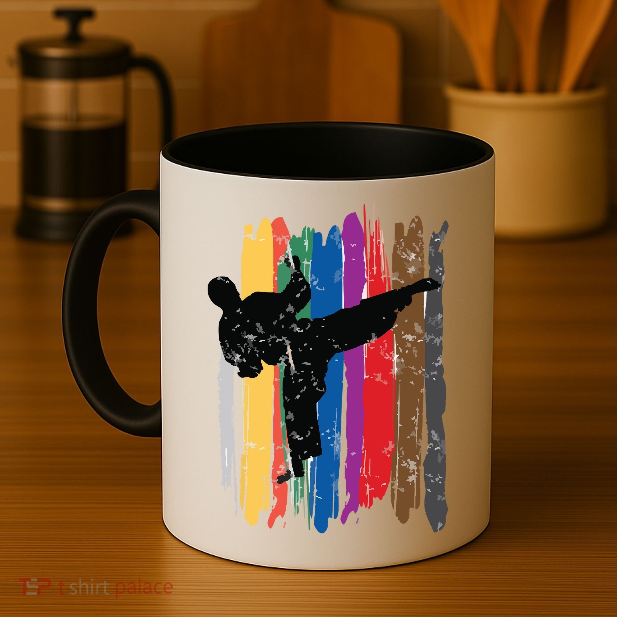 Taekwondo Belts Silhouette Distressed Martial Arts Gift Coffee Mug