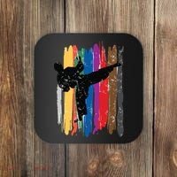 Taekwondo Belts Silhouette Distressed Martial Arts Gift Coaster thumb 0