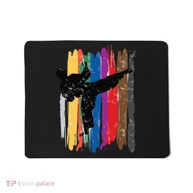 Taekwondo Belts Silhouette Distressed Martial Arts Gift Mousepad