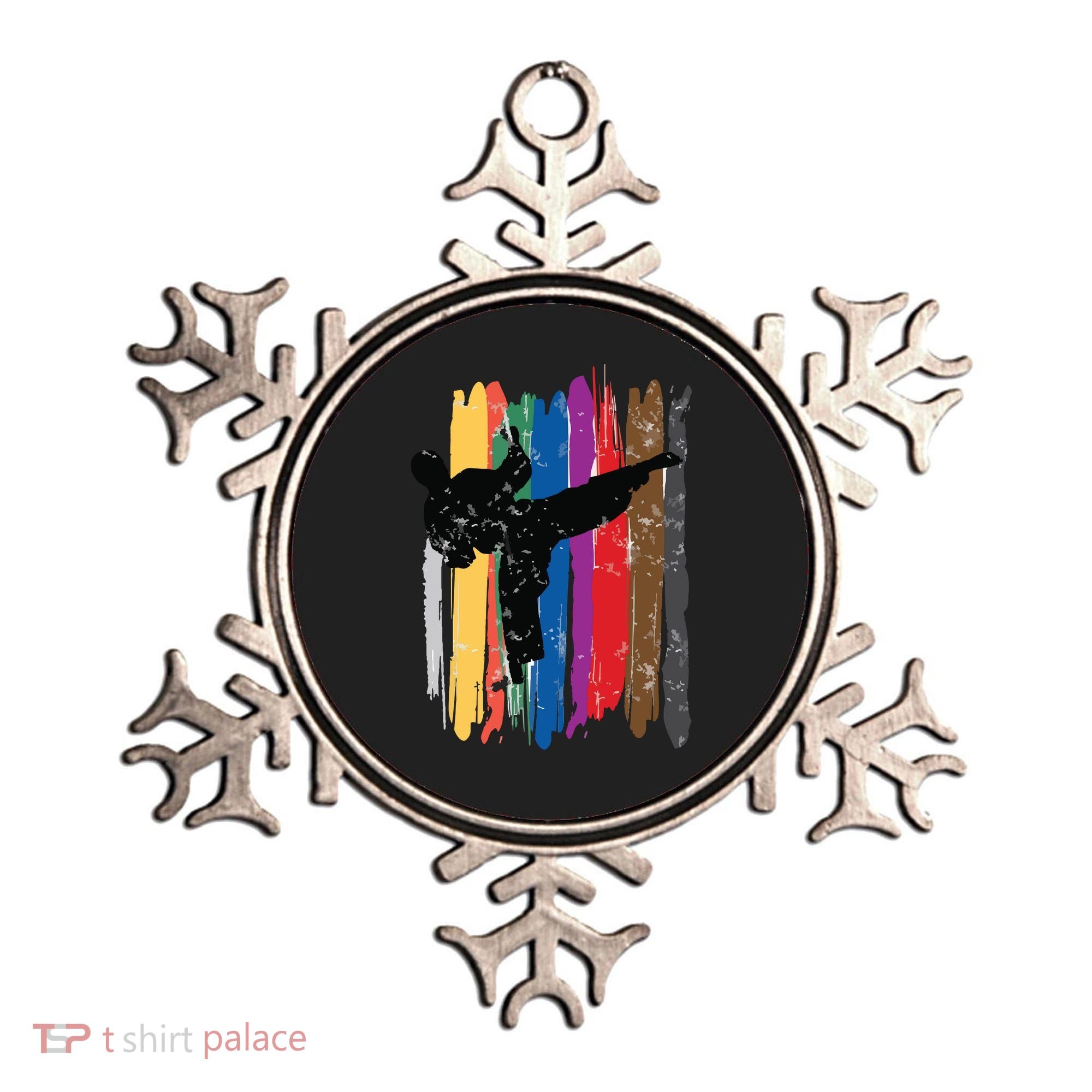 Taekwondo Belts Silhouette Distressed Martial Arts Gift Ornament