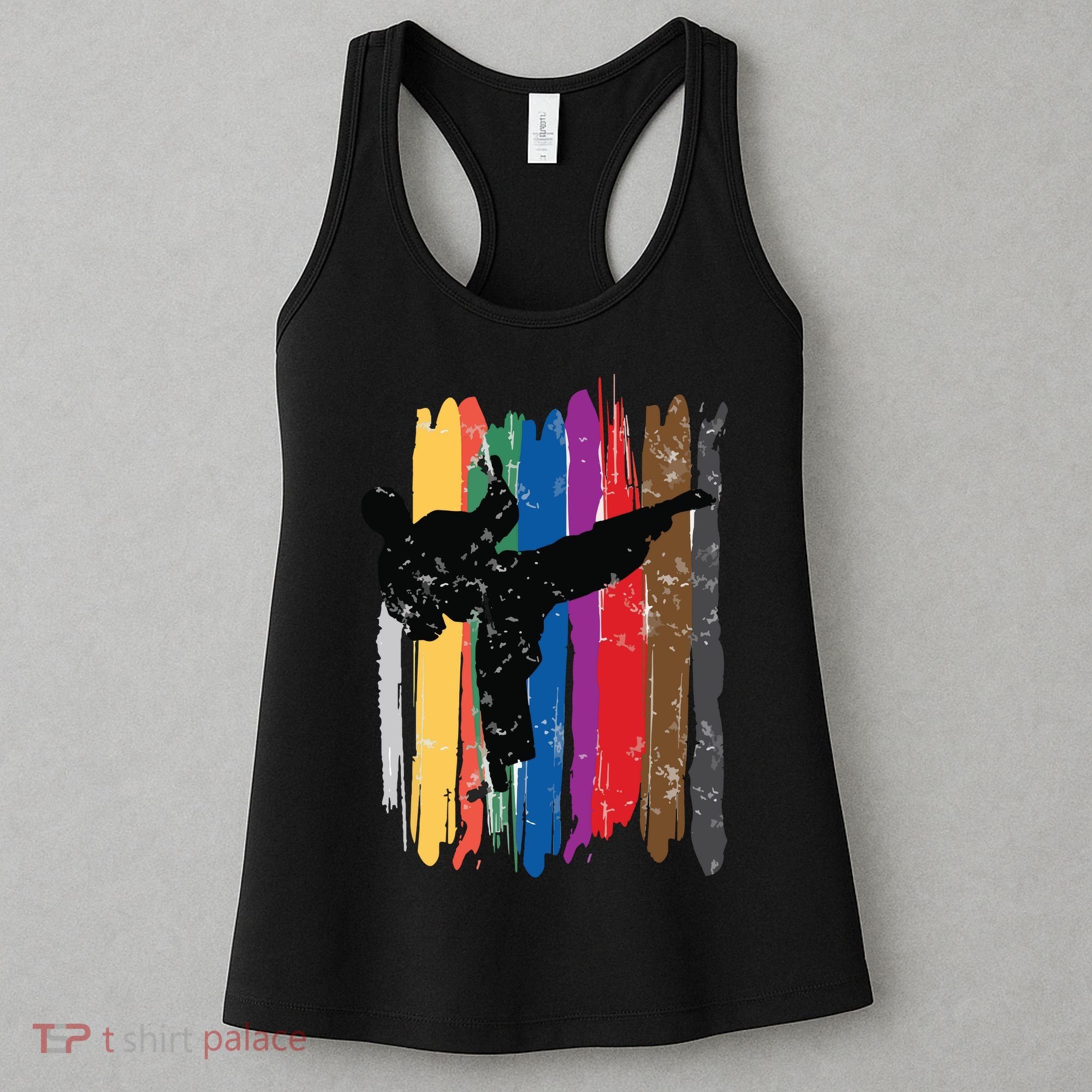 Taekwondo Belts Silhouette Distressed Martial Arts Gift Women's Tank Top