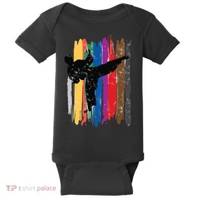 Taekwondo Belts Silhouette Distressed Martial Arts Gift Baby Bodysuit