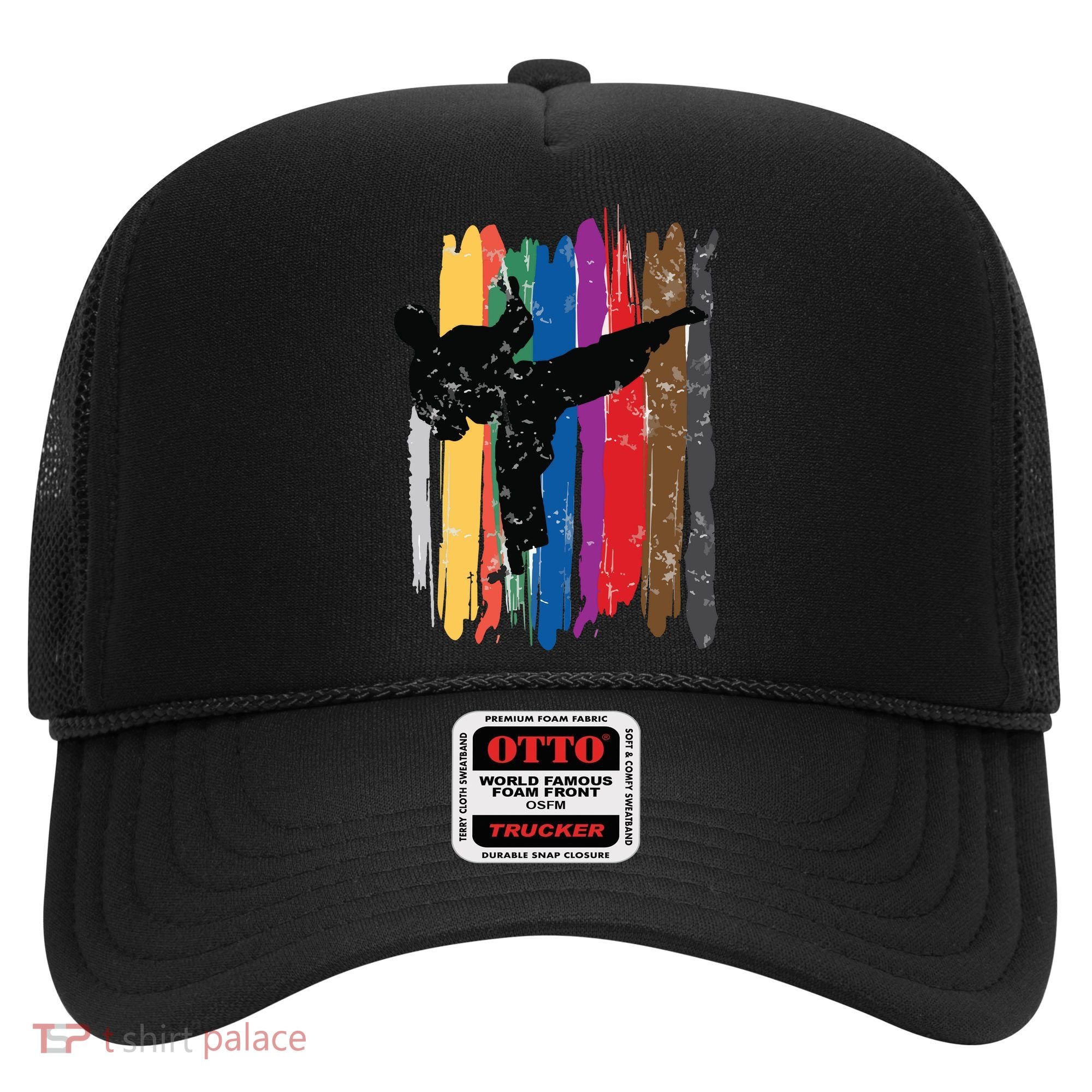 Taekwondo Belts Silhouette Distressed Martial Arts Gift Hat