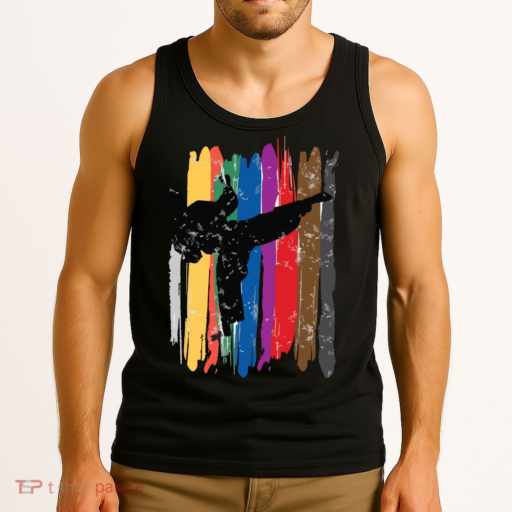 Taekwondo Belts Silhouette Distressed Martial Arts Gift Tank Top