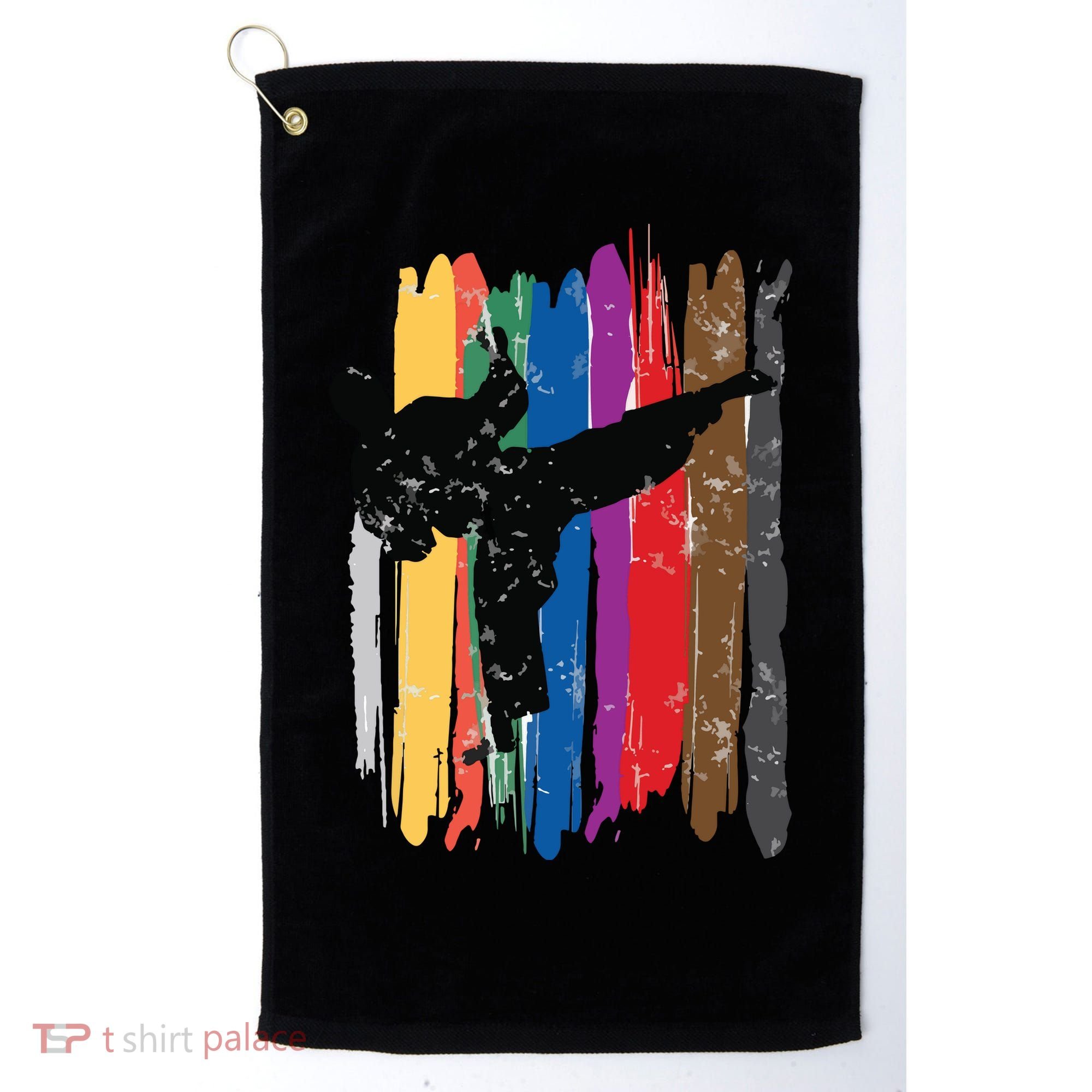 Taekwondo Belts Silhouette Distressed Martial Arts Gift Golf Towel