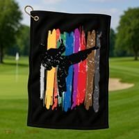 Taekwondo Belts Silhouette Distressed Martial Arts Gift Golf Towel thumb 1