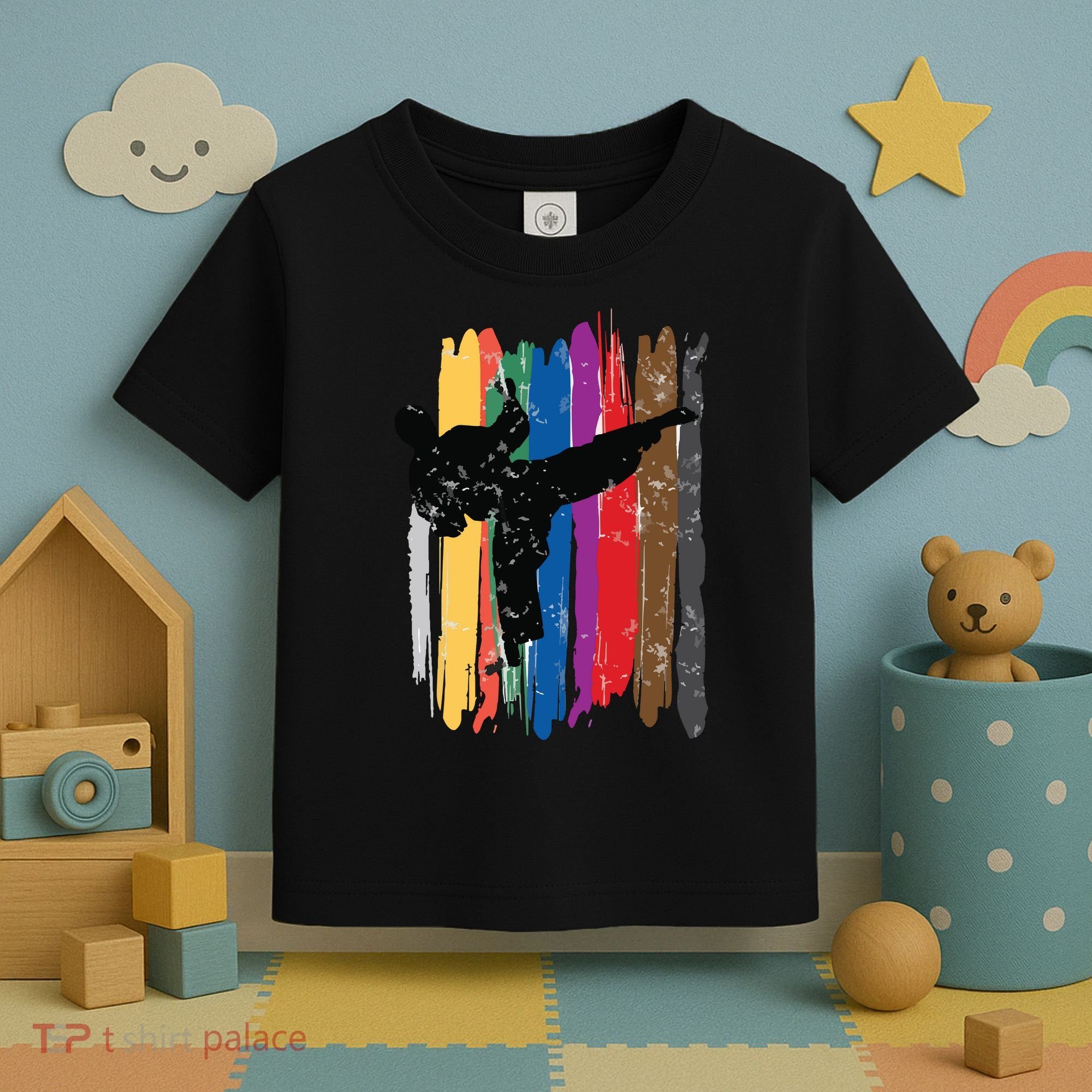 Taekwondo Belts Silhouette Distressed Martial Arts Gift Toddler T-Shirt
