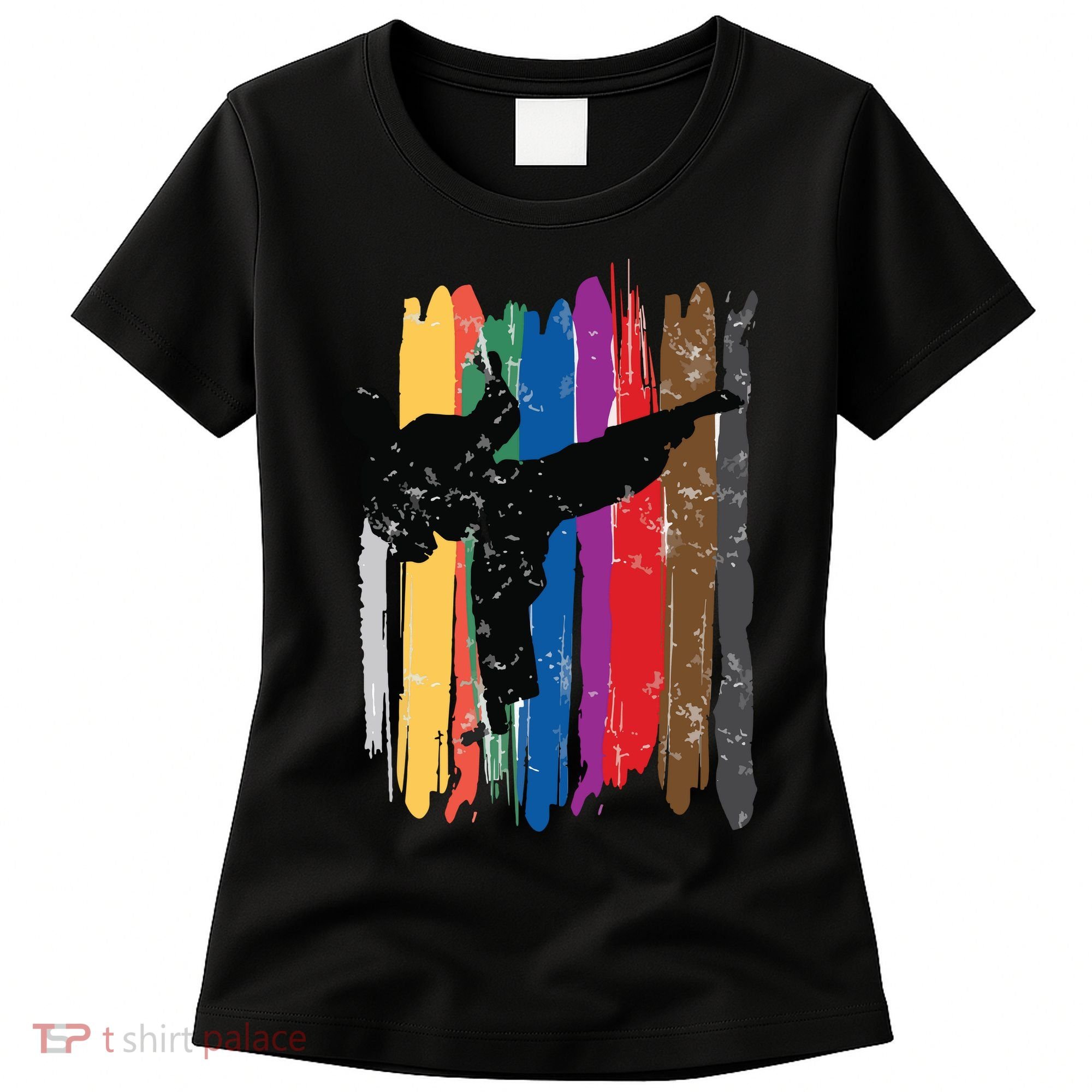 Taekwondo Belts Silhouette Distressed Martial Arts Gift Women's T-Shirt