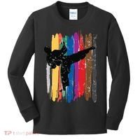 Taekwondo Belts Silhouette Distressed Martial Arts Gift Kids Long Sleeve Shirt thumb 0