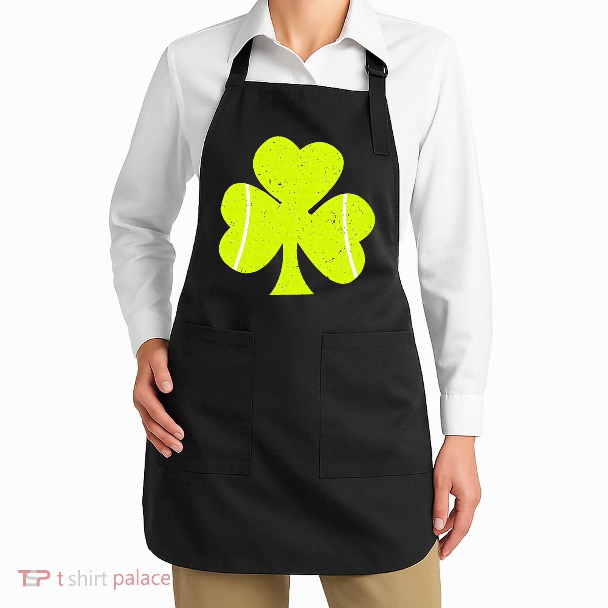Tennis Ball St Patricks Day Shamrock Apron
