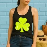 Tennis Ball St Patricks Day Shamrock Women's Tank Top thumb 2