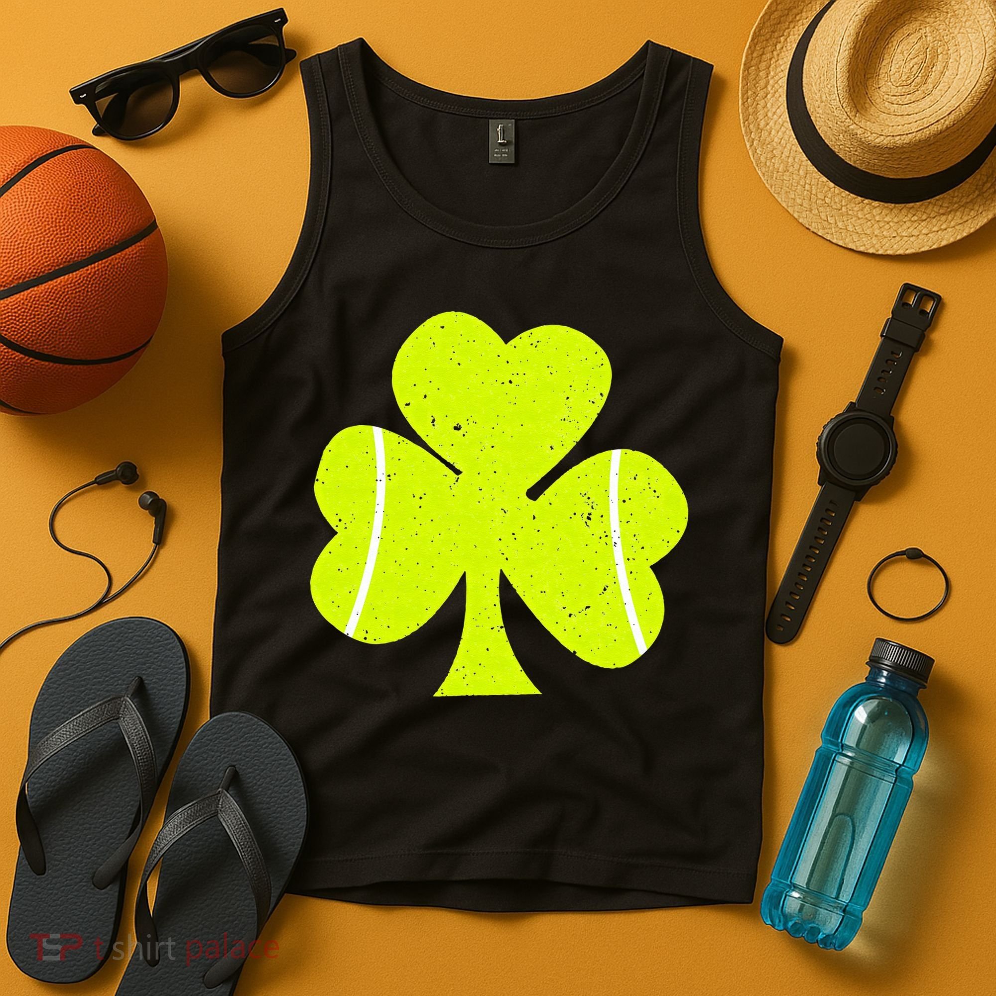 Tennis Ball St Patricks Day Shamrock Tank Top