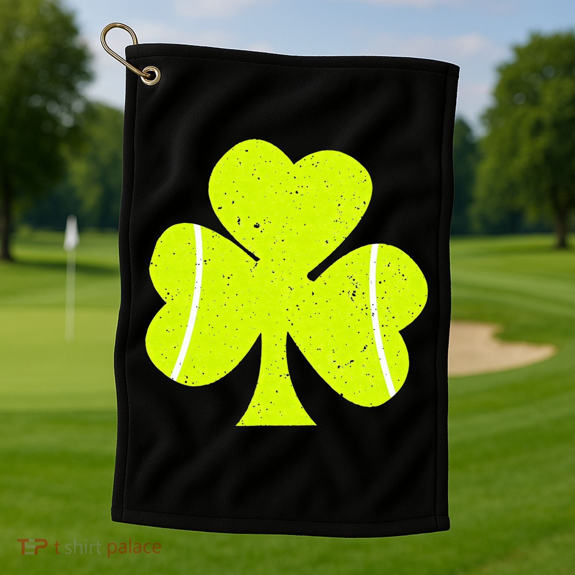Tennis Ball St Patricks Day Shamrock Golf Towel