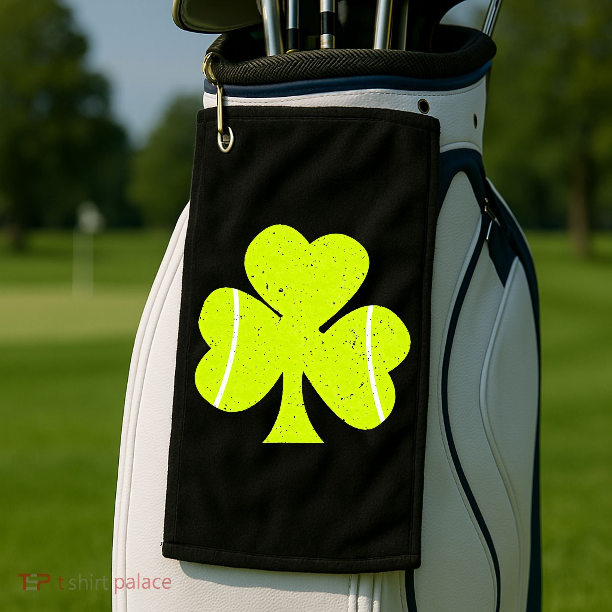 Tennis Ball St Patricks Day Shamrock Golf Towel
