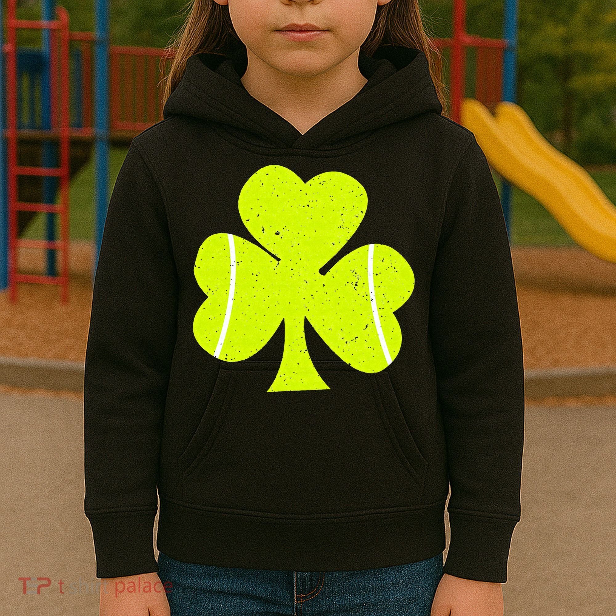 Tennis Ball St Patricks Day Shamrock Kids Hoodie