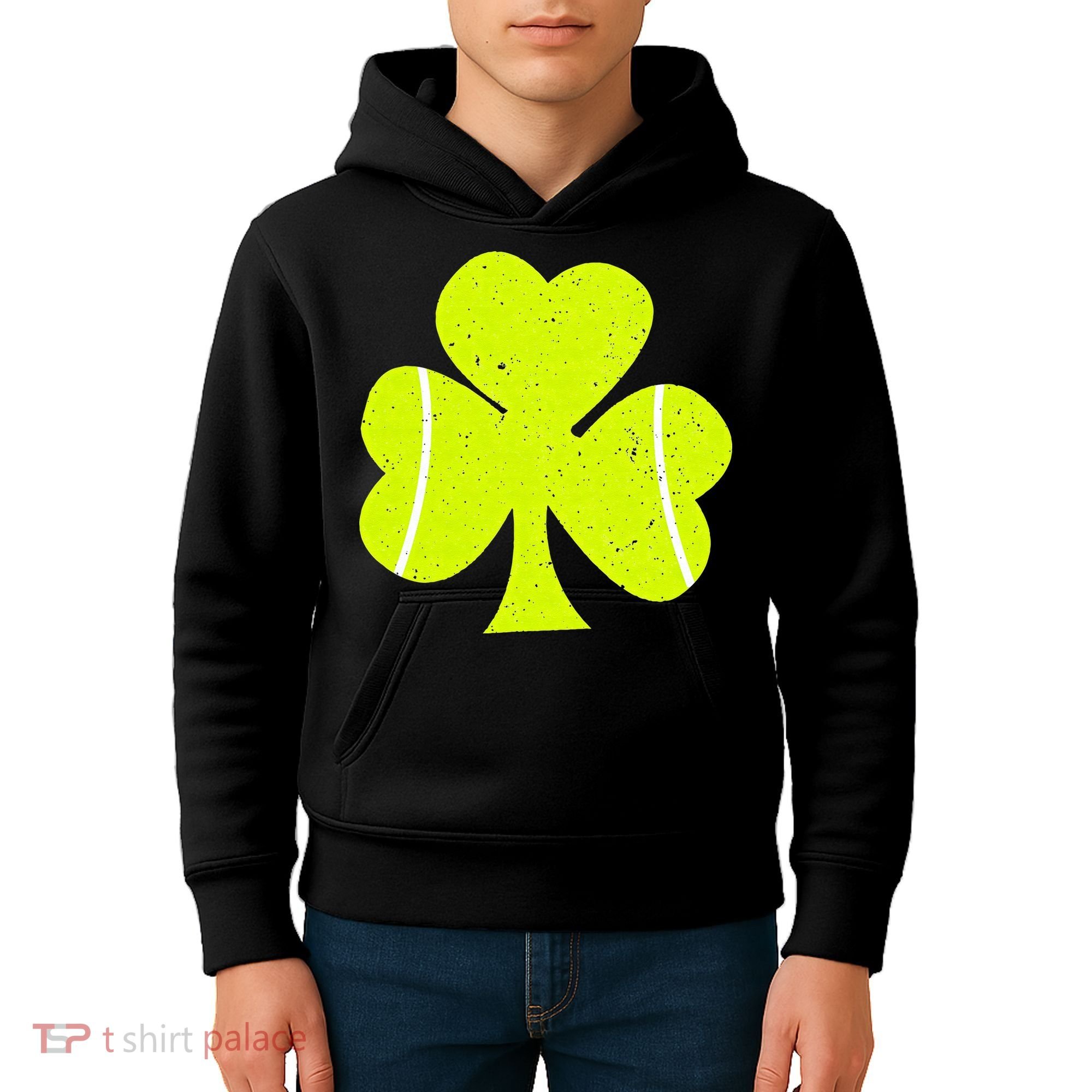 Tennis Ball St Patricks Day Shamrock Kids Hoodie