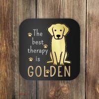 The Best Therapy Is Golden Retriever Dog Coaster thumb 0