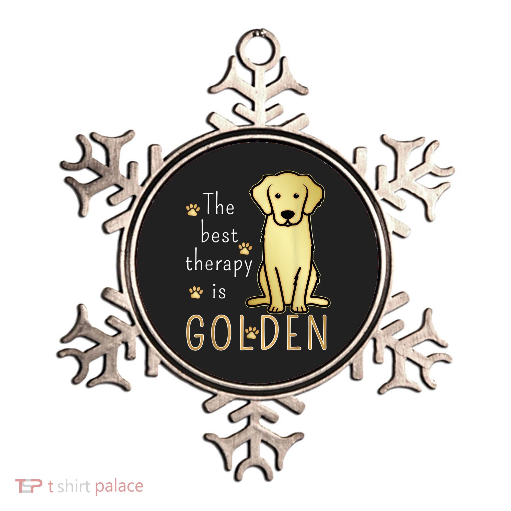 The Best Therapy Is Golden Retriever Dog Ornament