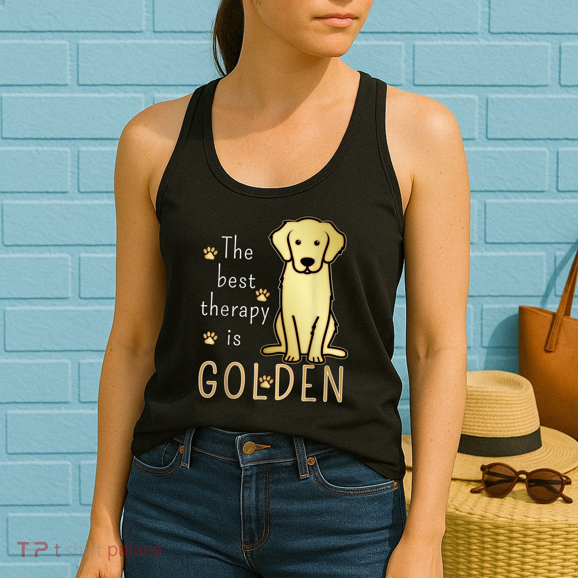 The Best Therapy Is Golden Retriever Dog Women's Tank Top