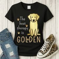 The Best Therapy Is Golden Retriever Dog Women's T-Shirt thumb 3