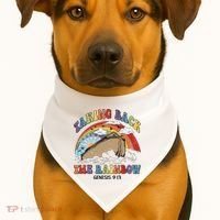 Taking Back The Rainbow Christian Jesus Rainbow Ship USA-Made Doggie Bandana thumb 1