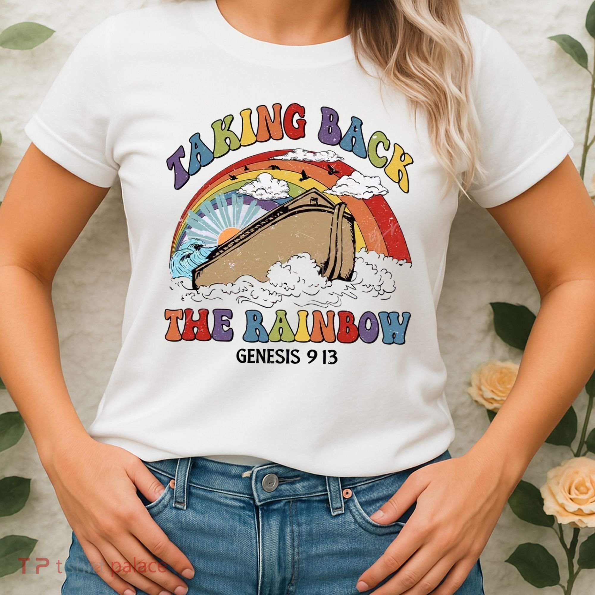 Taking Back The Rainbow Christian Jesus Rainbow Ship Women's T-Shirt