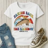 Taking Back The Rainbow Christian Jesus Rainbow Ship Women's T-Shirt thumb 3