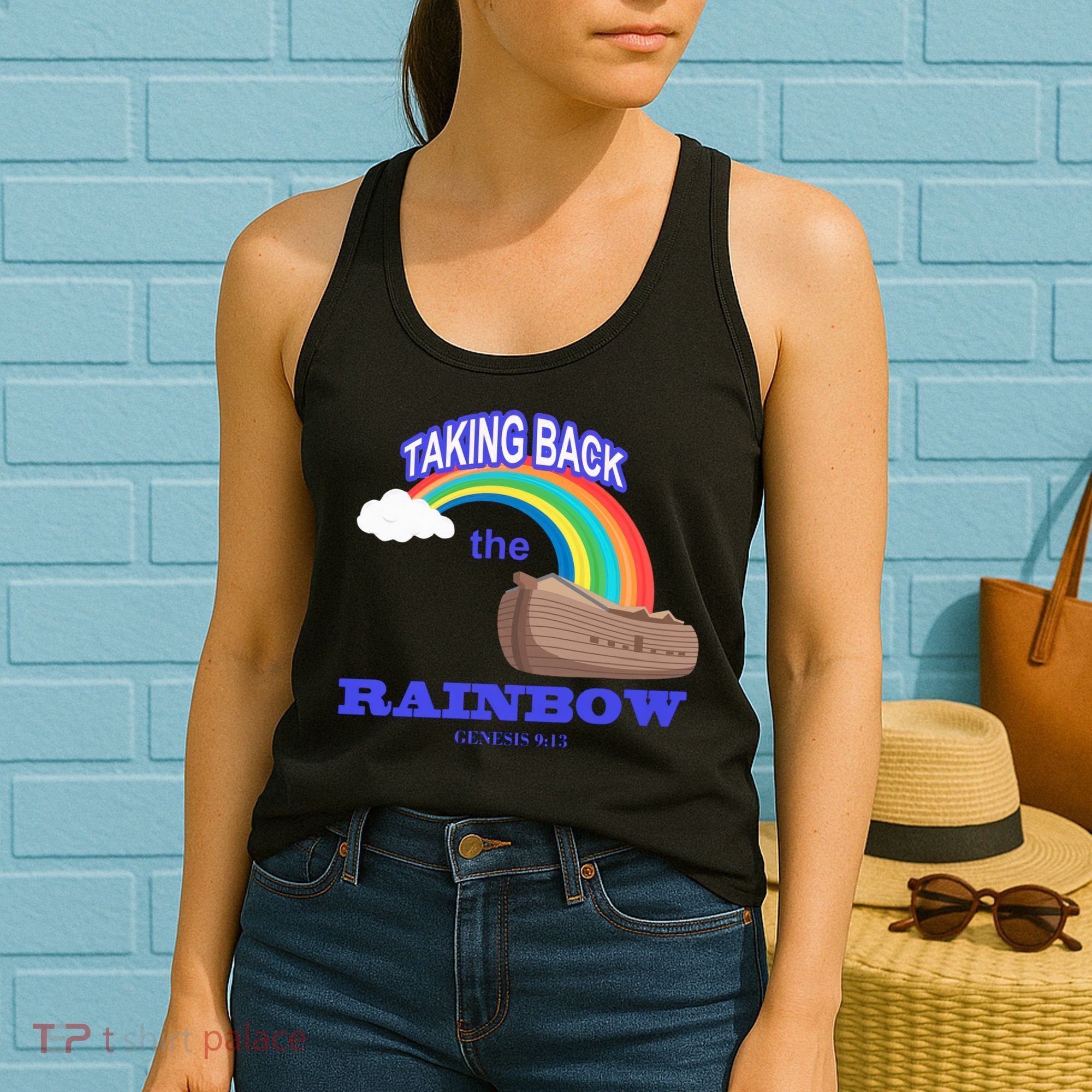 Taking Back The Rainbow Christian Jesus Rainbow Ship Women's Tank Top