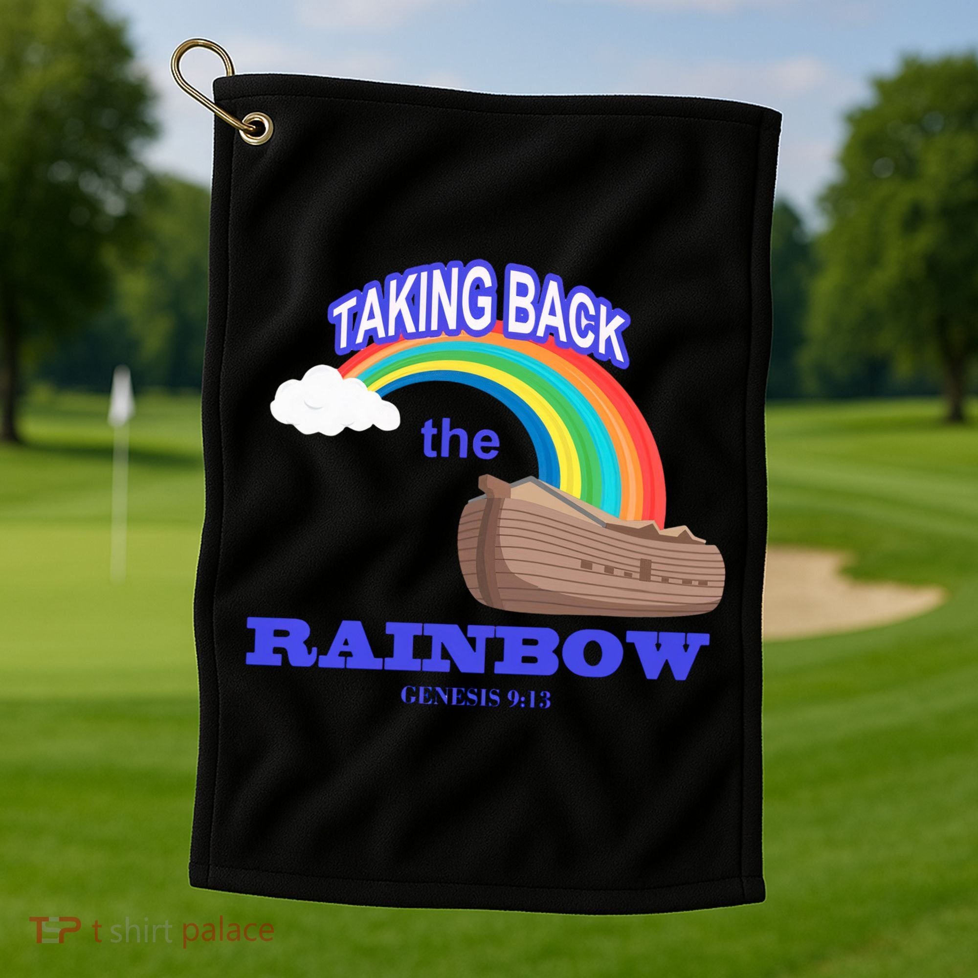 Taking Back The Rainbow Christian Jesus Rainbow Ship Golf Towel