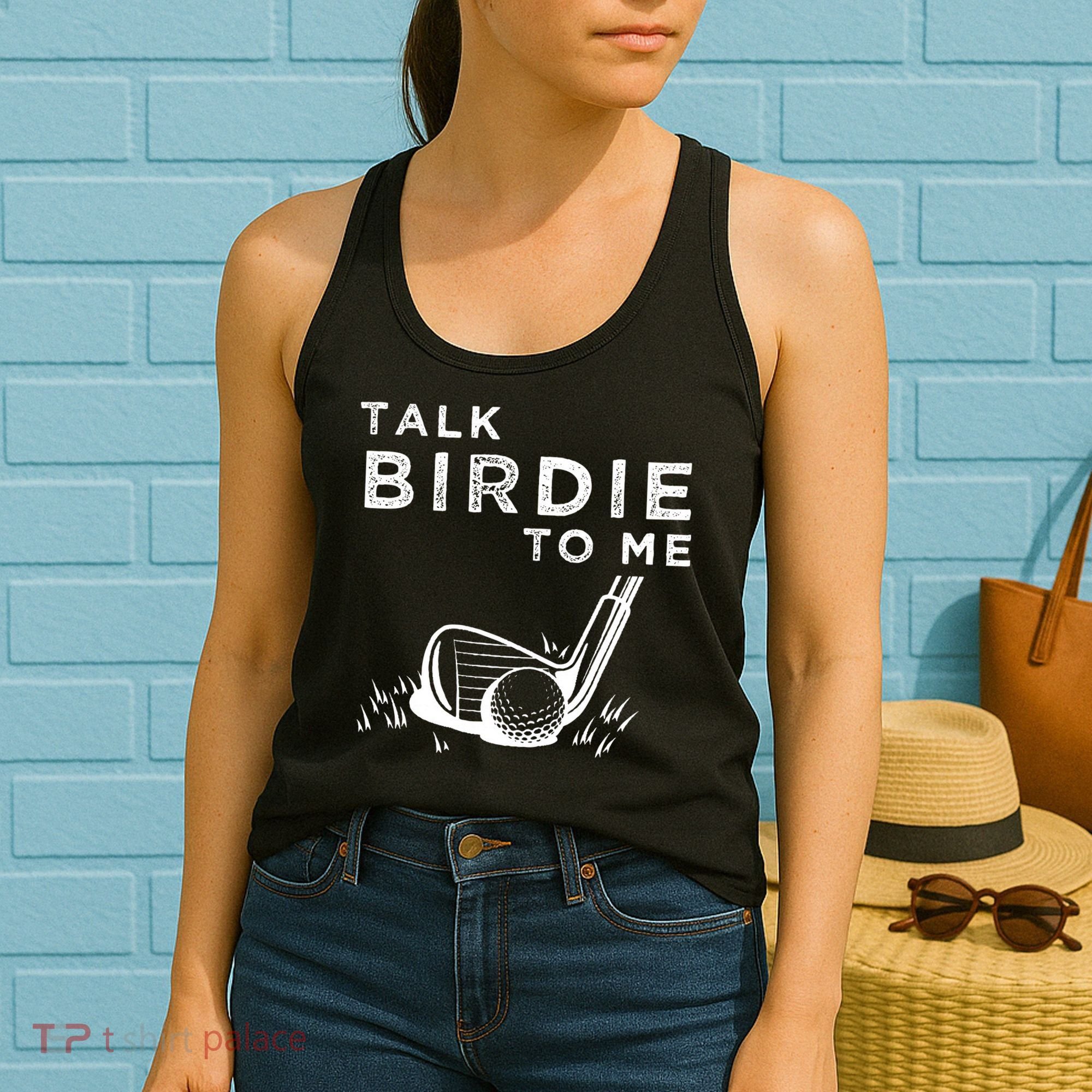 Talk Birdie To Me Funny Golf Player Pun Golfer Women's Tank Top