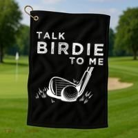 Talk Birdie To Me Funny Golf Player Pun Golfer Golf Towel thumb 1
