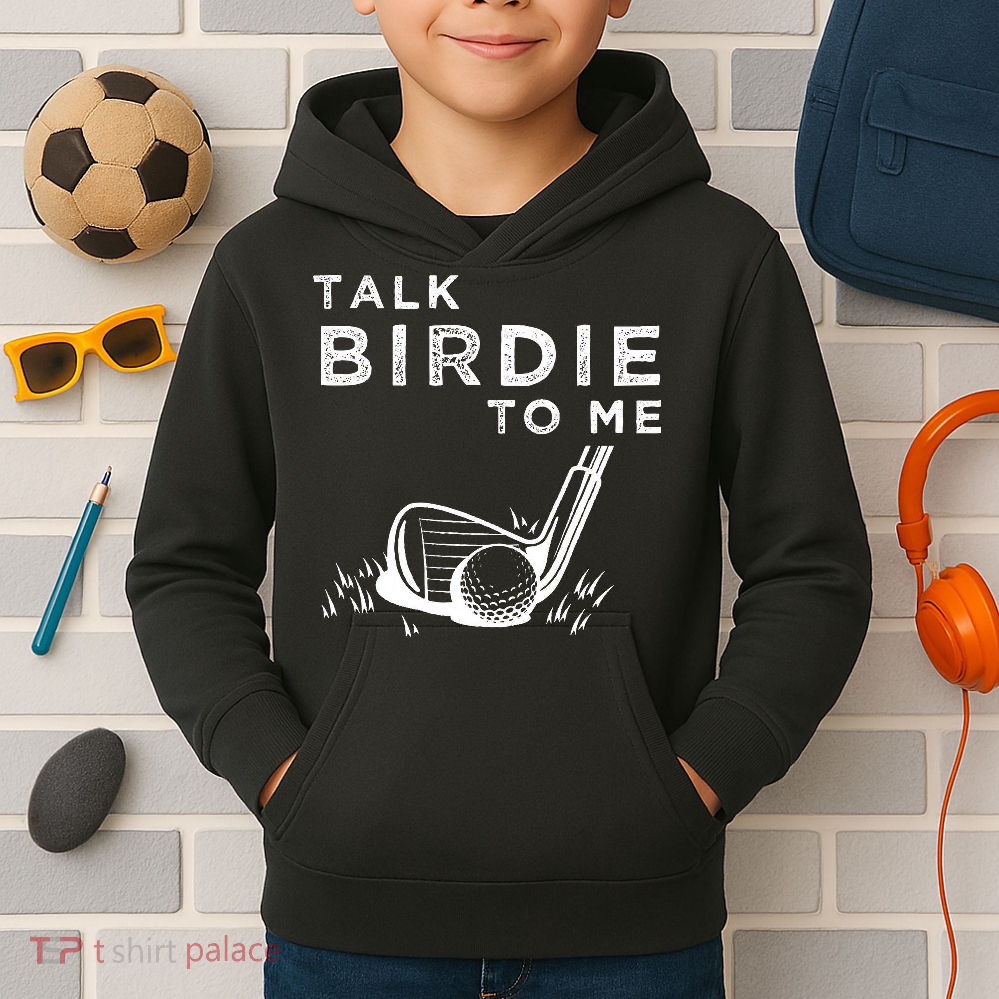 Talk Birdie To Me Funny Golf Player Pun Golfer Kids Hoodie
