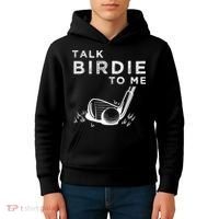 Talk Birdie To Me Funny Golf Player Pun Golfer Kids Hoodie thumb 4
