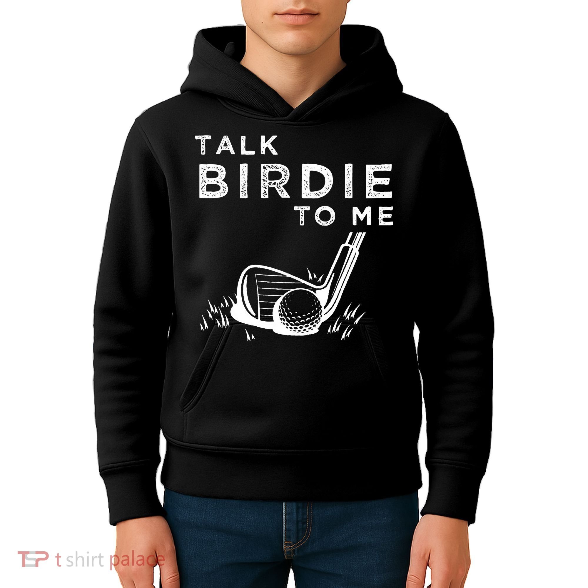 Talk Birdie To Me Funny Golf Player Pun Golfer Kids Hoodie