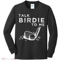 Talk Birdie To Me Funny Golf Player Pun Golfer Kids Long Sleeve Shirt thumb 0