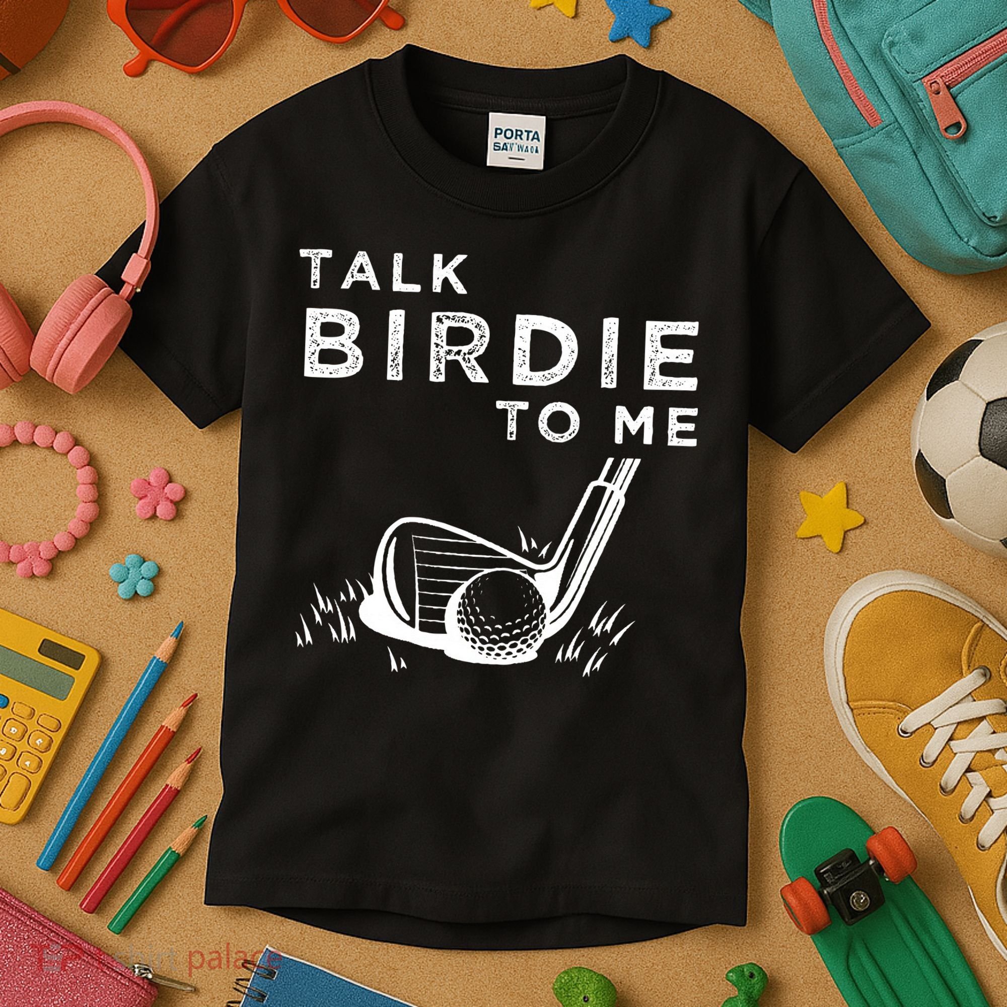 Talk Birdie To Me Funny Golf Player Pun Golfer Kids T-Shirt